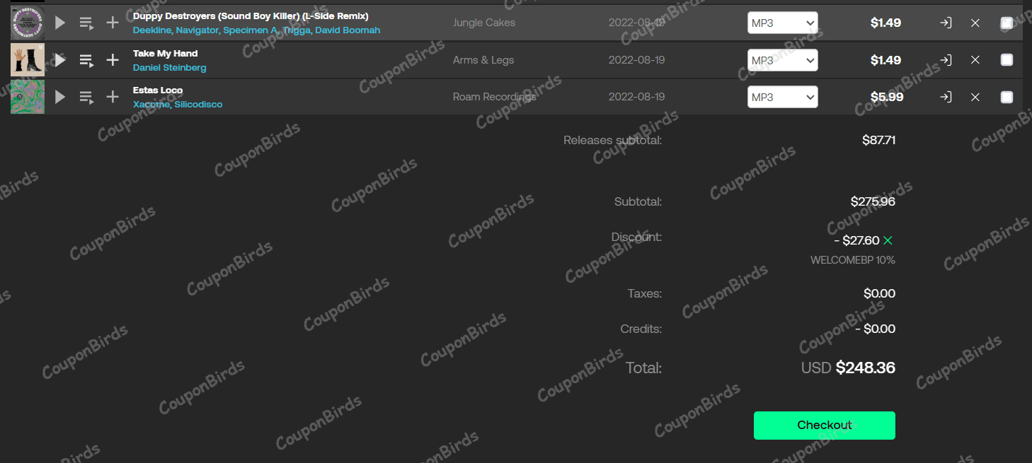 10% Beatport Promo Code Verification Screenshot