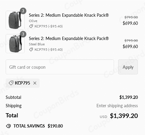 12% Knack Bags Promo Code Verification Screenshot