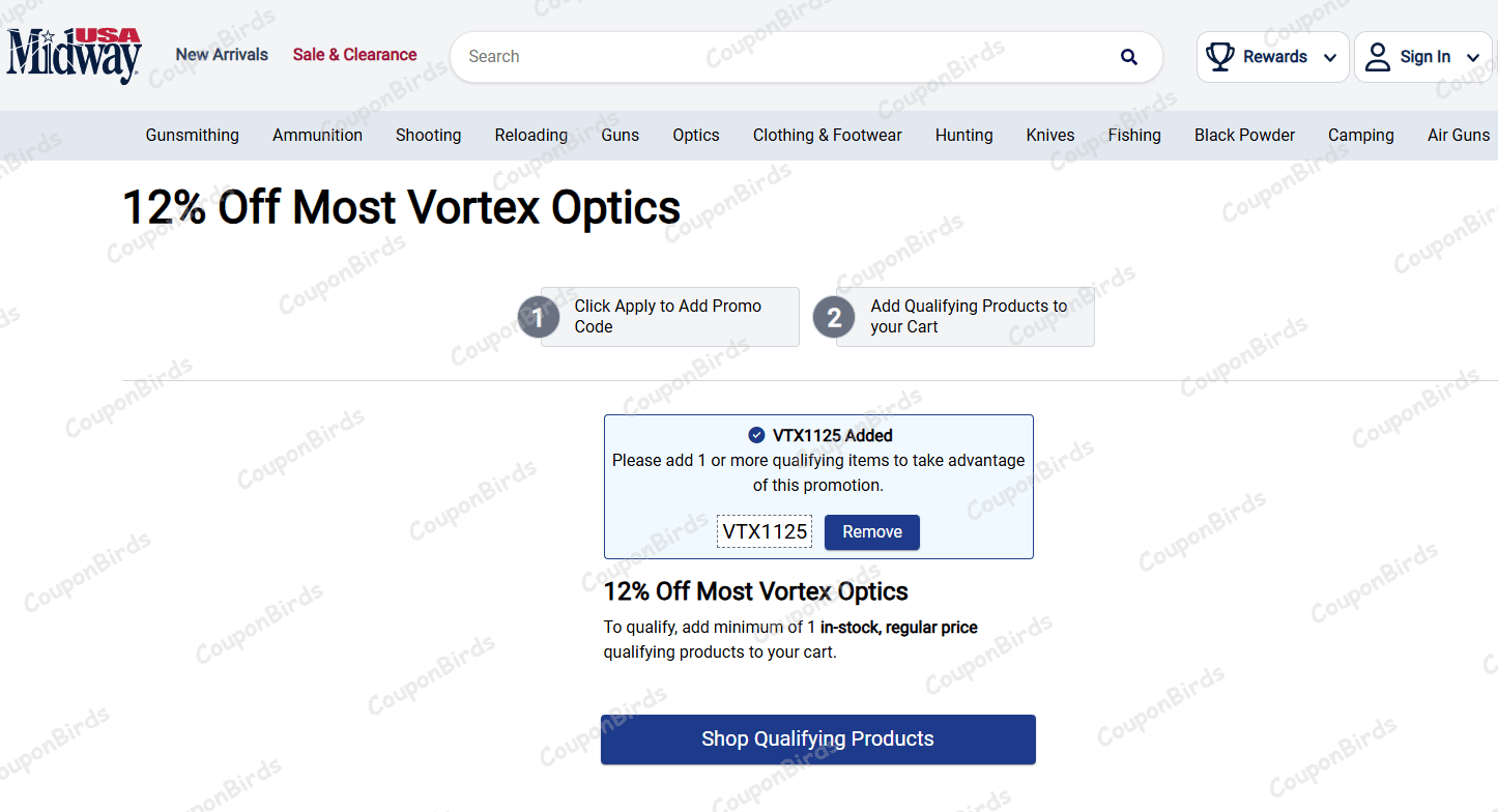 12% MidwayUSA Promo Code Verification Screenshot