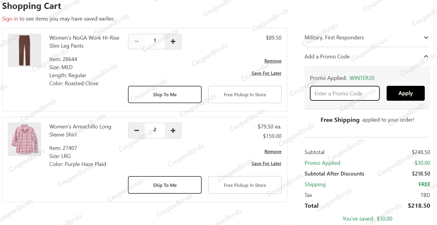$30 Duluth Trading Promo Code Verification Screenshot