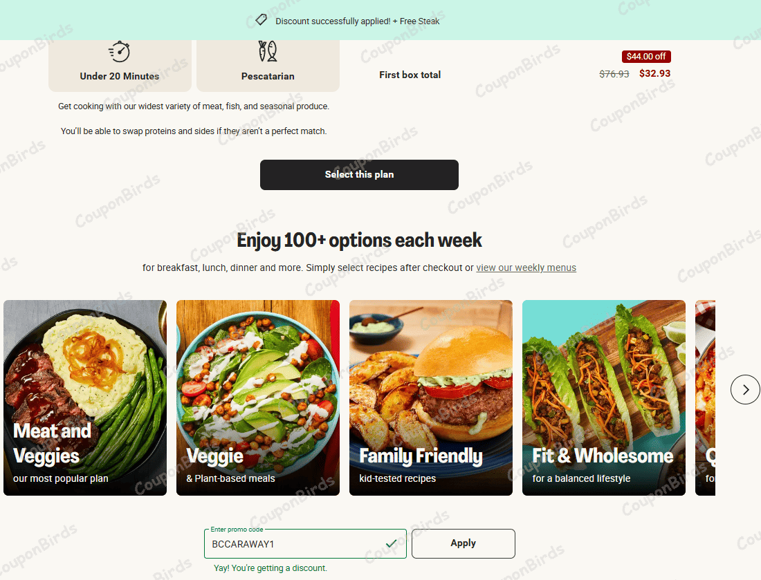 $44 Hello Fresh Promo Code Verification Screenshot