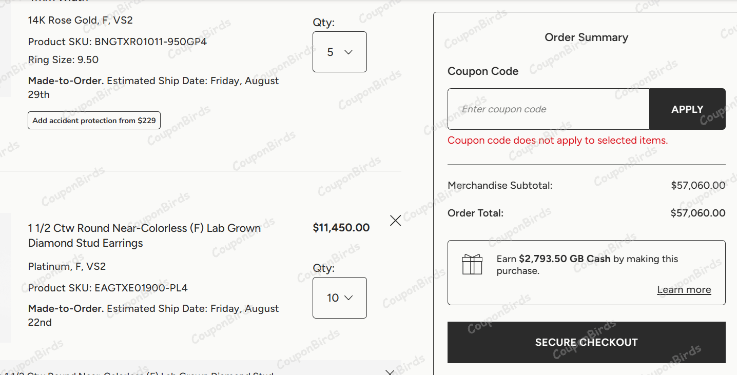 $50 Grown Brilliance Promo Code Verification Screenshot