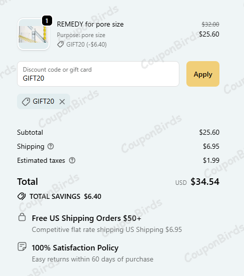 20% Remedy Skin Promo Code Verification Screenshot