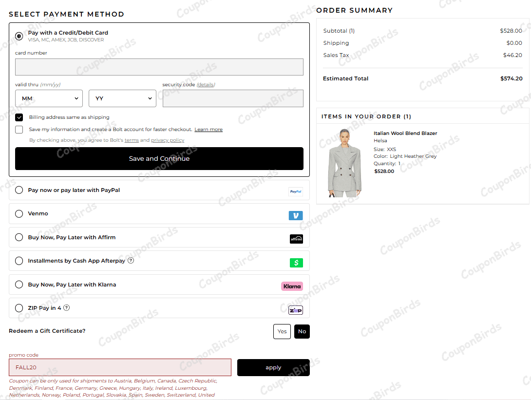 20% REVOLVE Promo Code Verification Screenshot