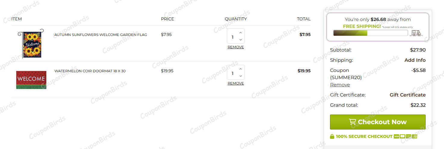 20% Briarwood Lane Promo Code Verification Screenshot