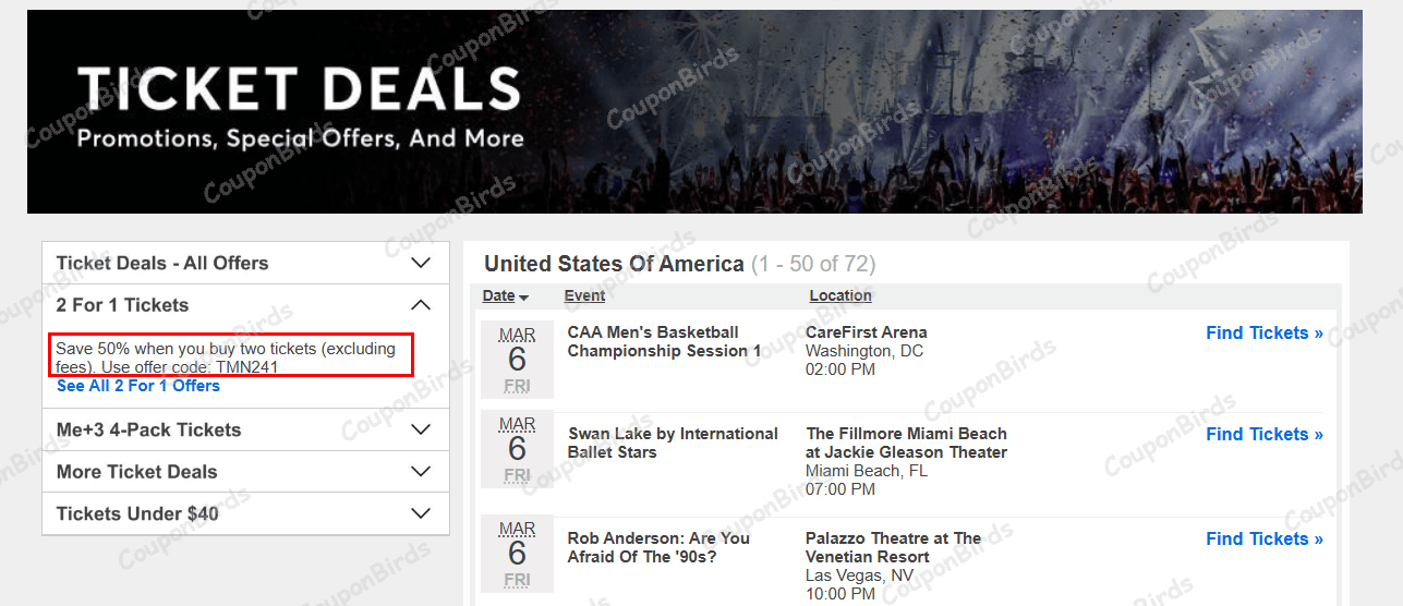50% Ticketmaster Promo Code Verification Screenshot