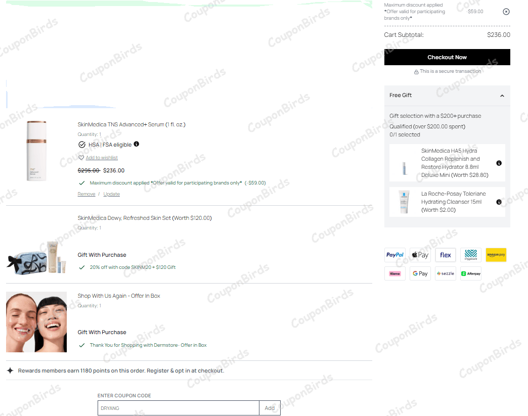 30% DermStore Promo Code Verification Screenshot