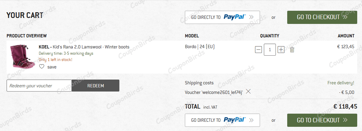 €5 Bergfreunde Promo Code Verification Screenshot