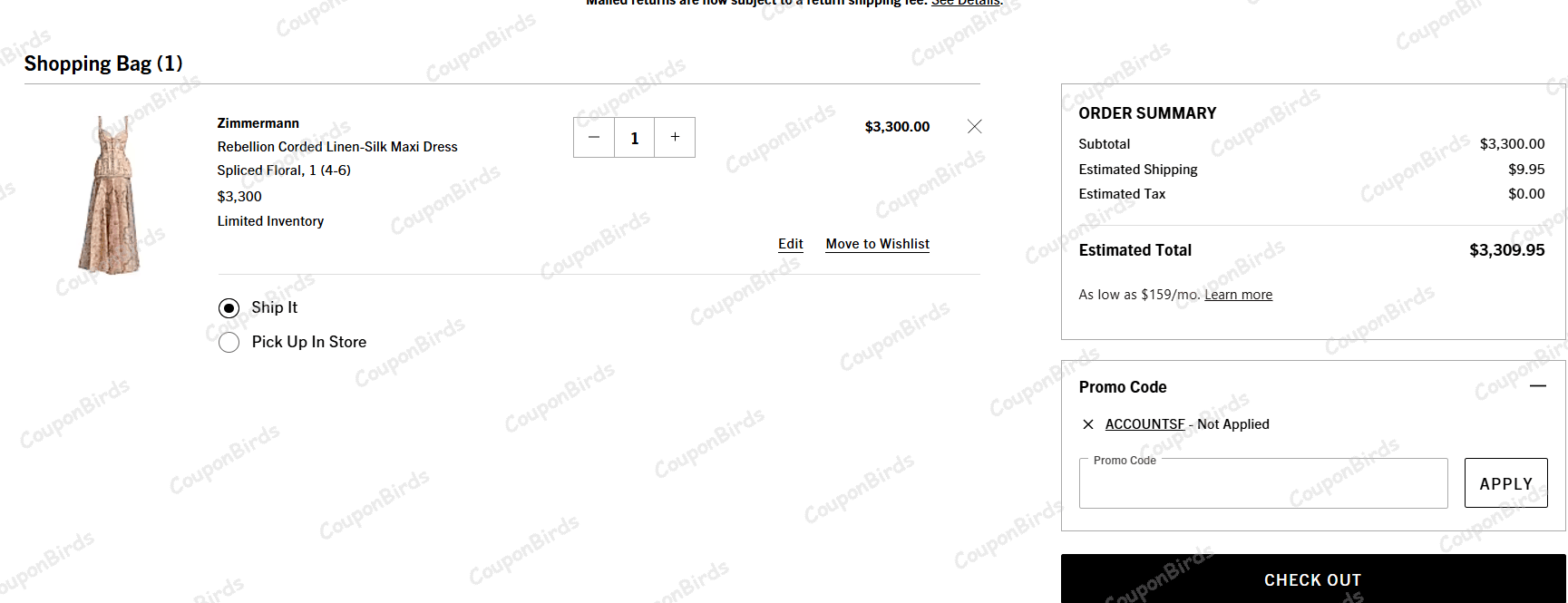 10% Saks Fifth Avenue Promo Code Verification Screenshot
