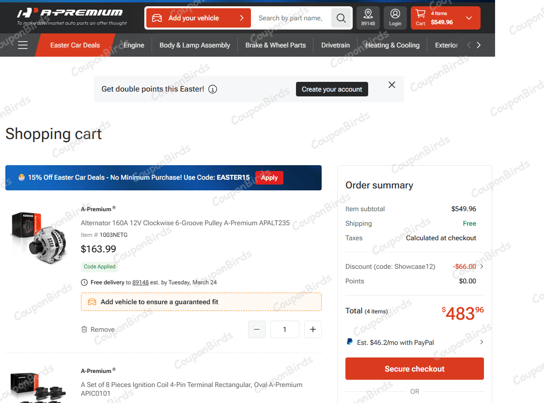 12% A-Premium Promo Code Verification Screenshot