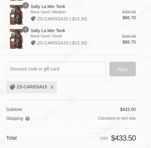 15% Z SUPPLY Promo Code Verification Screenshot