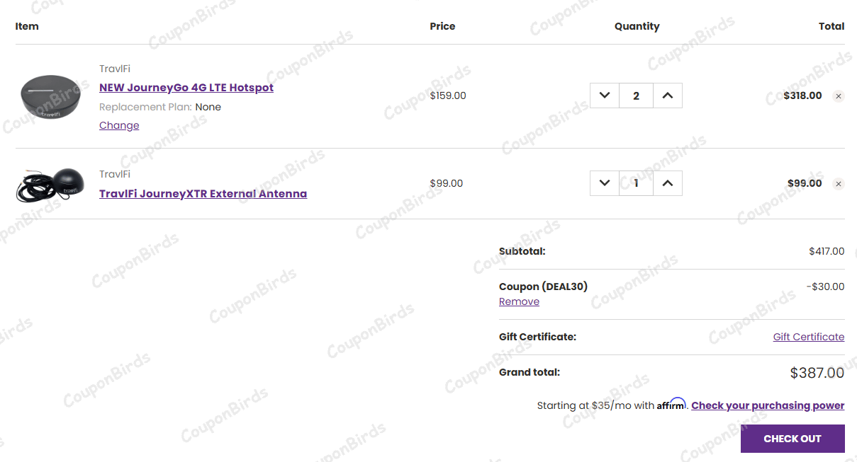 30% Travlfi Promo Code Verification Screenshot