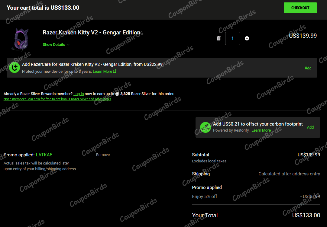 5% Razer Promo Code Verification Screenshot