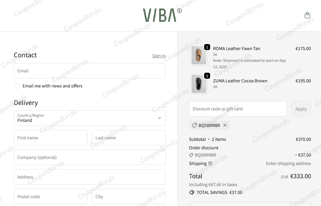 10% VIBAe Promo Code Verification Screenshot