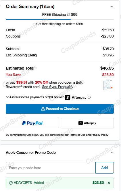 40% Belk Promo Code Verification Screenshot