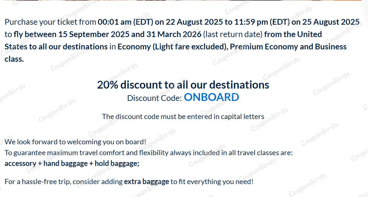 20% ITA Airways Promo Code Verification Screenshot