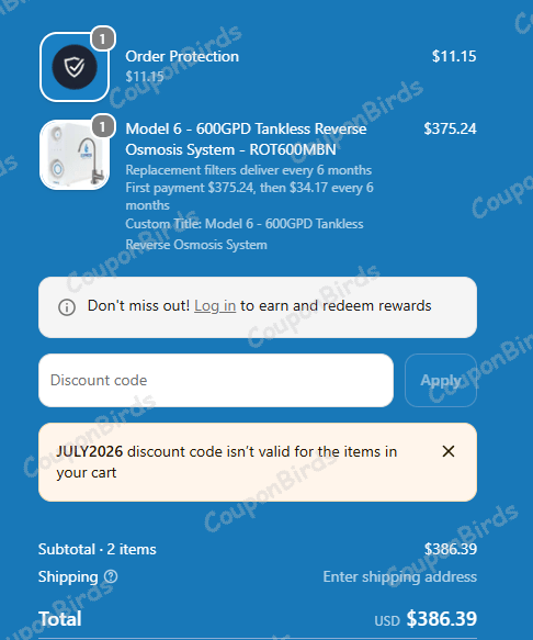 15% Express Water Promo Code Verification Screenshot