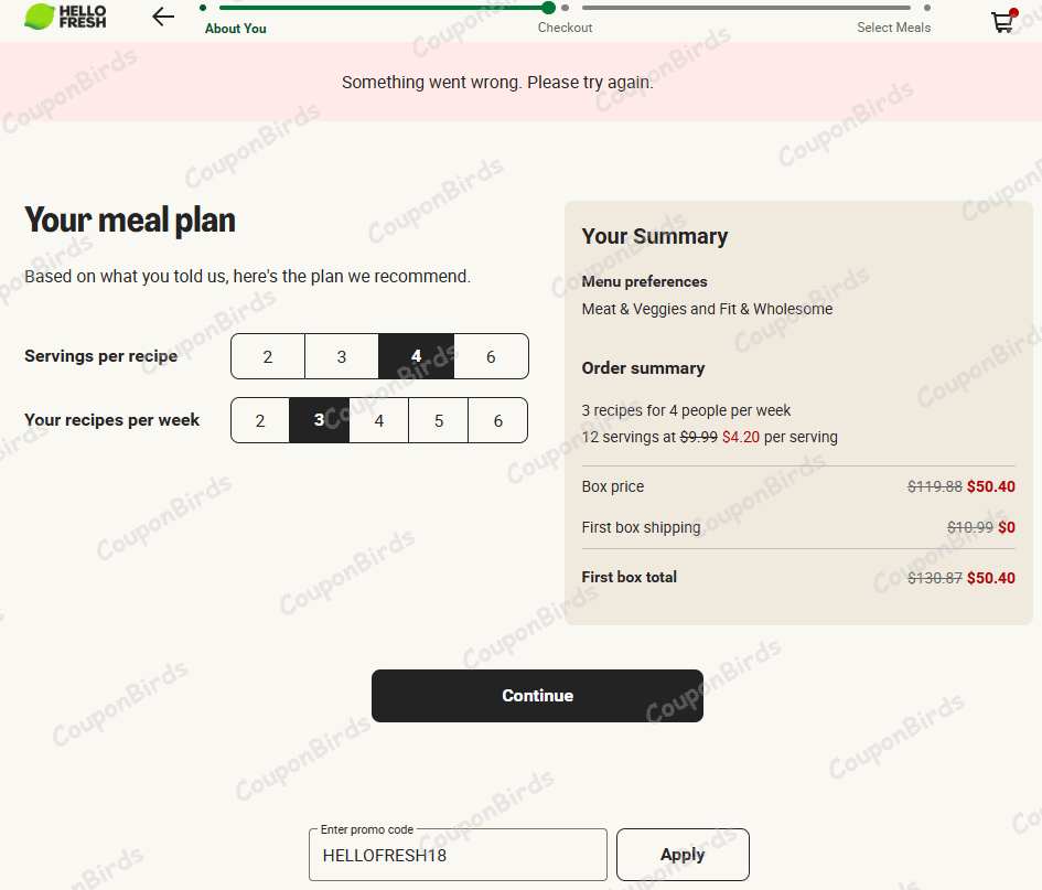 60% Hello Fresh Promo Code Verification Screenshot