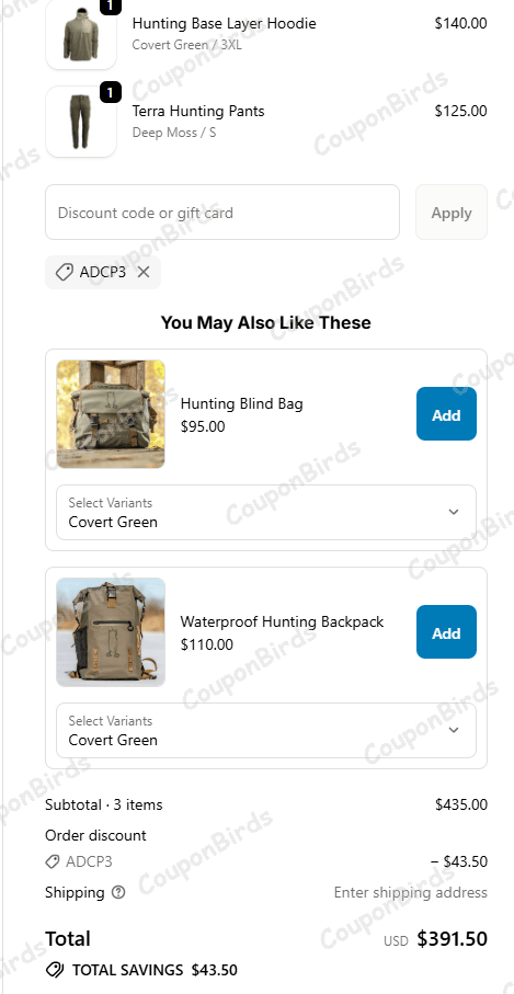 10% Dive Bomb Industries Promo Code Verification Screenshot
