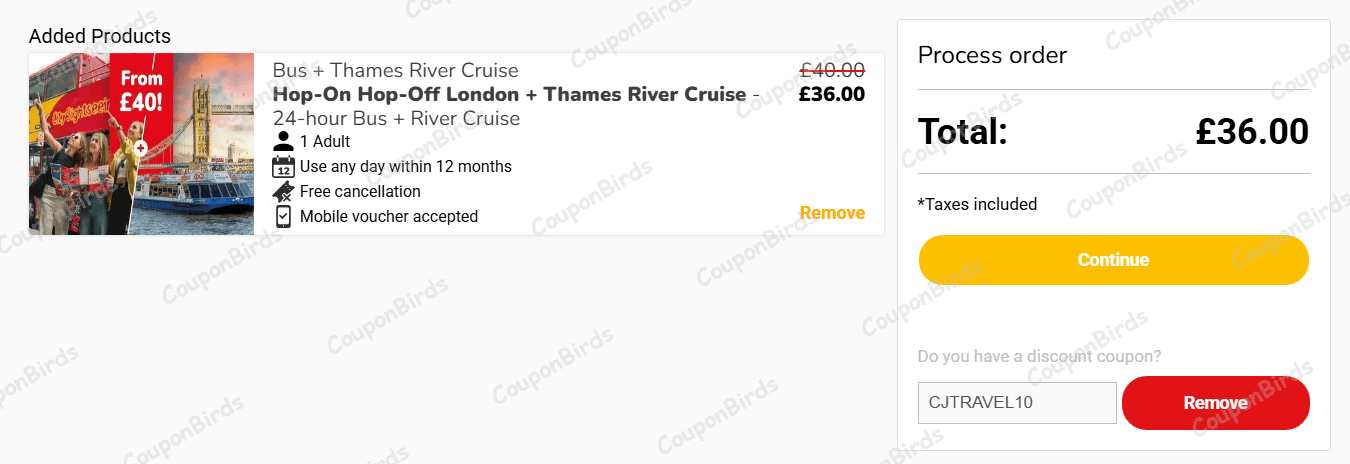 10% City Sightseeing Promo Code Verification Screenshot