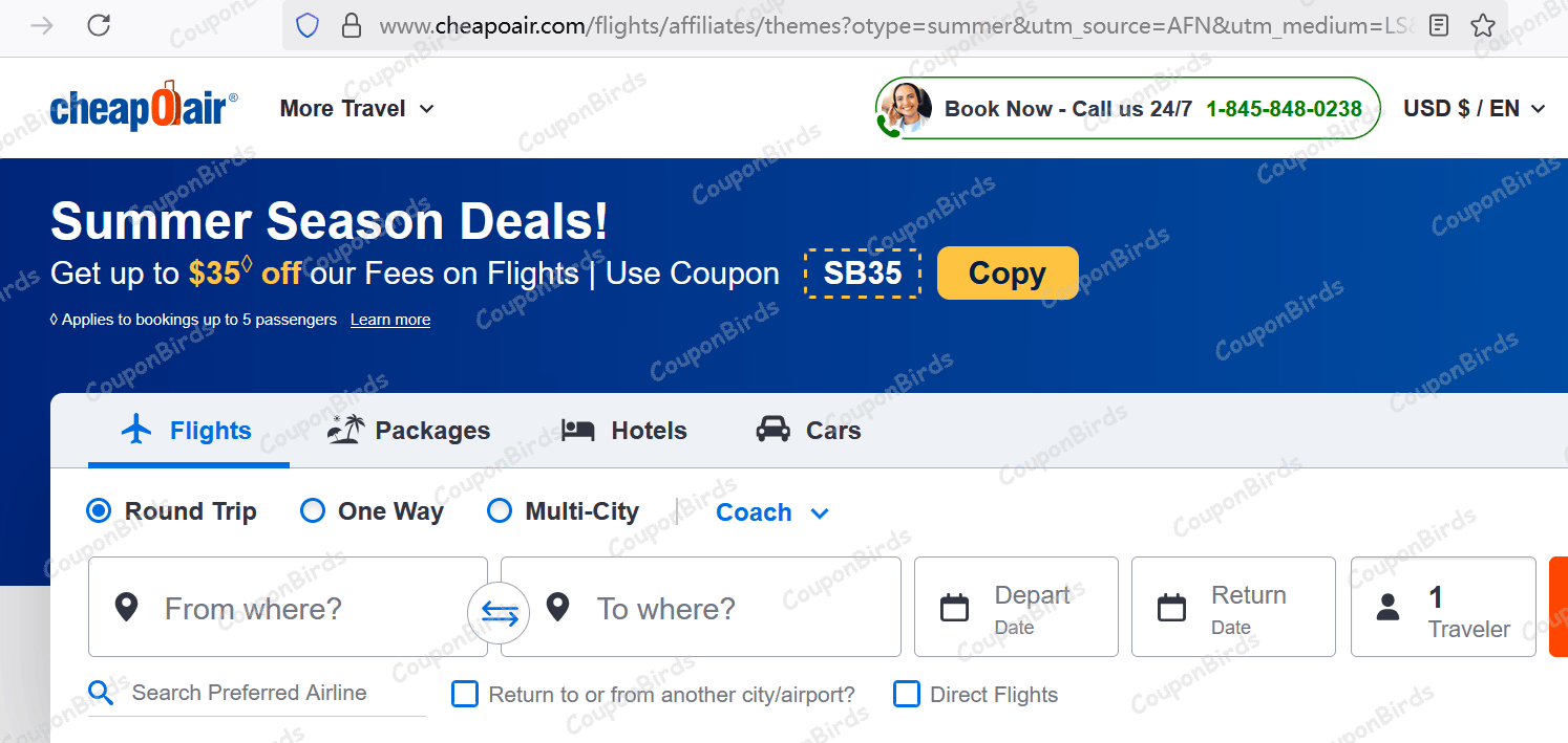 $35 CheapOair Promo Code Verification Screenshot