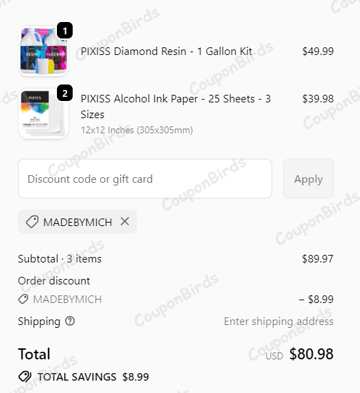 10% Pixiss Promo Code Verification Screenshot
