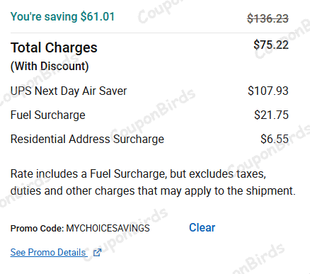 45% UPS Promo Code Verification Screenshot