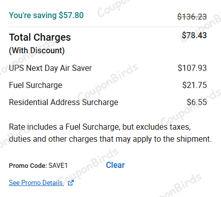 5% UPS Promo Code Verification Screenshot