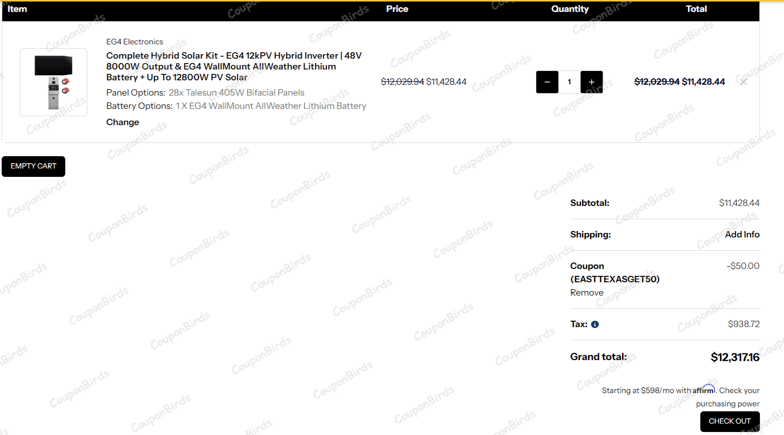 50% Signature Solar Promo Code Verification Screenshot