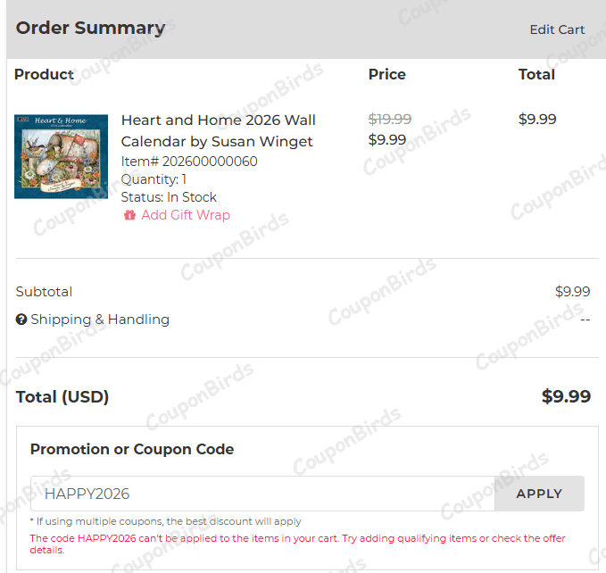 35% Calendars Promo Code Verification Screenshot