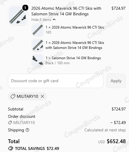 10% Ski Essentials Promo Code Verification Screenshot