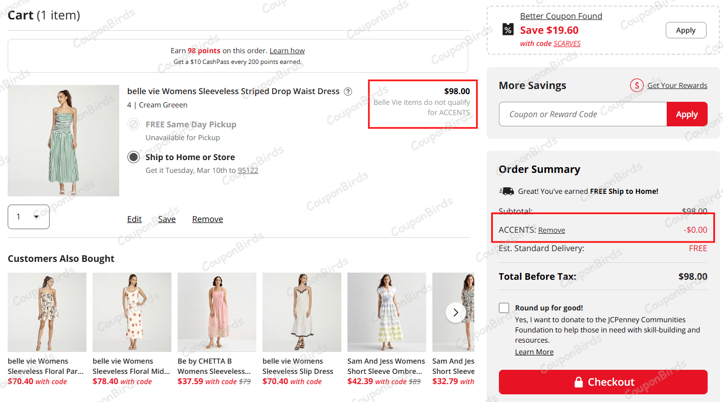 50% JCPenney Promo Code Verification Screenshot