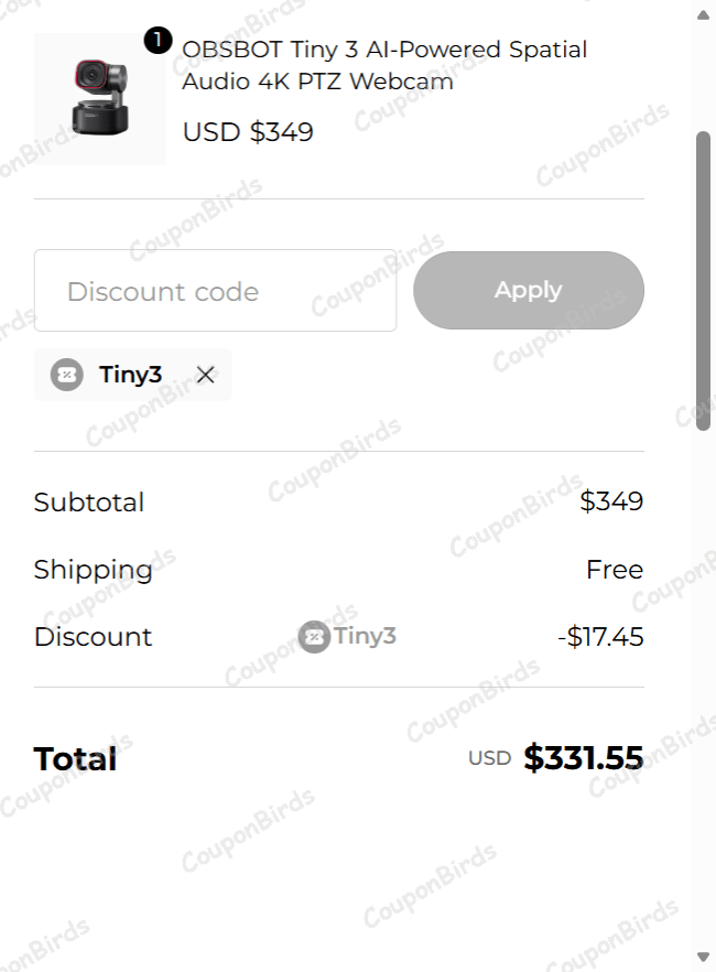 5% Obsbot Promo Code Verification Screenshot