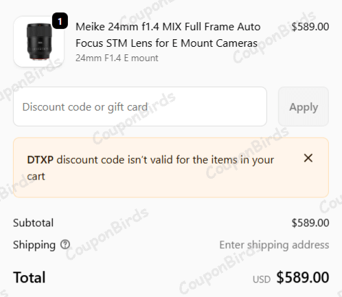 15% Meike Global Promo Code Verification Screenshot
