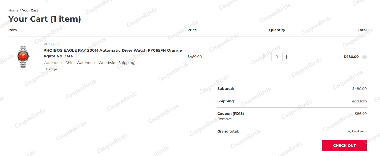 $90 PHOIBOS Promo Code Verification Screenshot