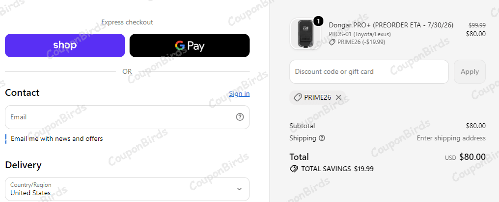 20% Dongar Technologies Promo Code Verification Screenshot