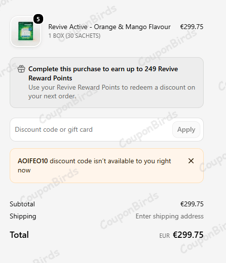 10% Revive Active Promo Code Verification Screenshot
