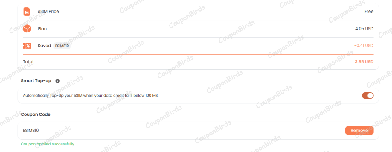 10% BNESIM Promo Code Verification Screenshot