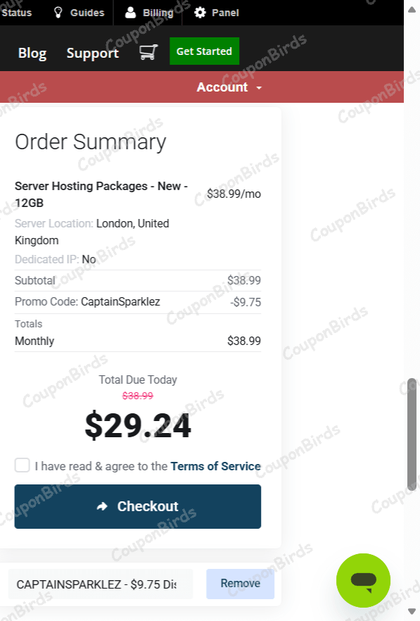 25% Apex Minecraft Hosting Promo Code Verification Screenshot
