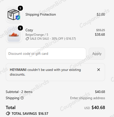 20% Melissa Promo Code Verification Screenshot