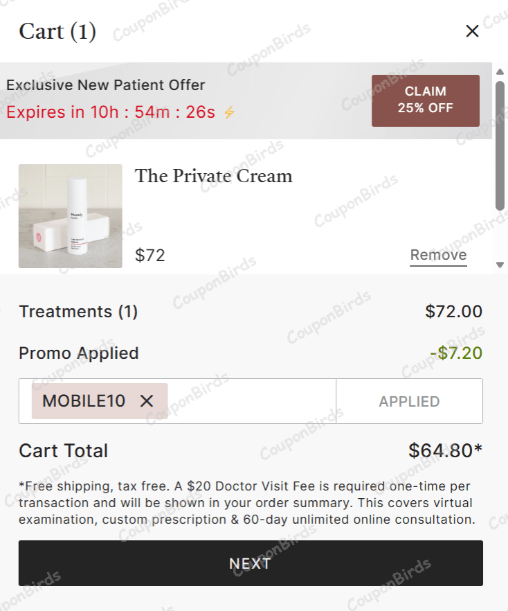10% Musely Promo Code Verification Screenshot