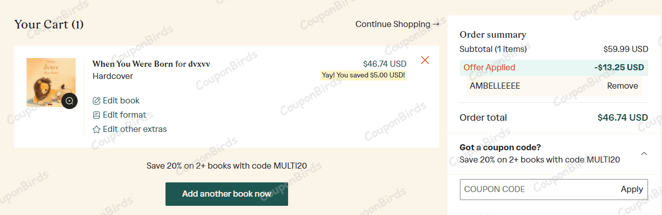 15% Wonderbly Promo Code Verification Screenshot