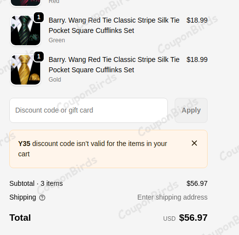 35% Barry Wang Promo Code Verification Screenshot
