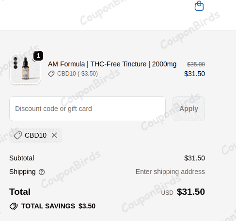 10% Hemp Factory Outlet Promo Code Verification Screenshot