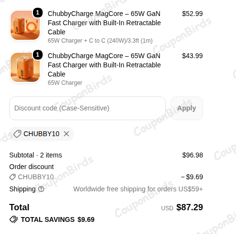 10% Chubbycable Promo Code Verification Screenshot