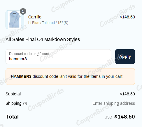$75 Hammer Made Promo Code Verification Screenshot