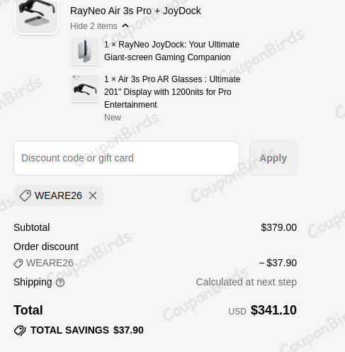 10% RayNeo Promo Code Verification Screenshot