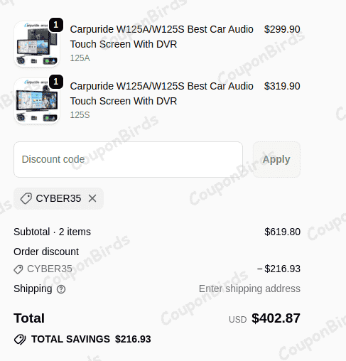 35% carpuride Promo Code Verification Screenshot
