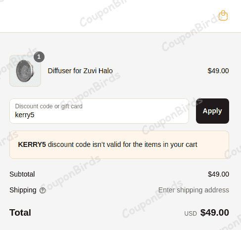 5% Zuvi Halo Promo Code Verification Screenshot