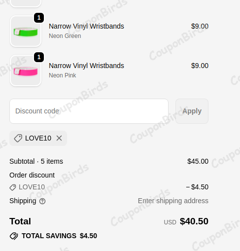 10% Wristband Express Promo Code Verification Screenshot
